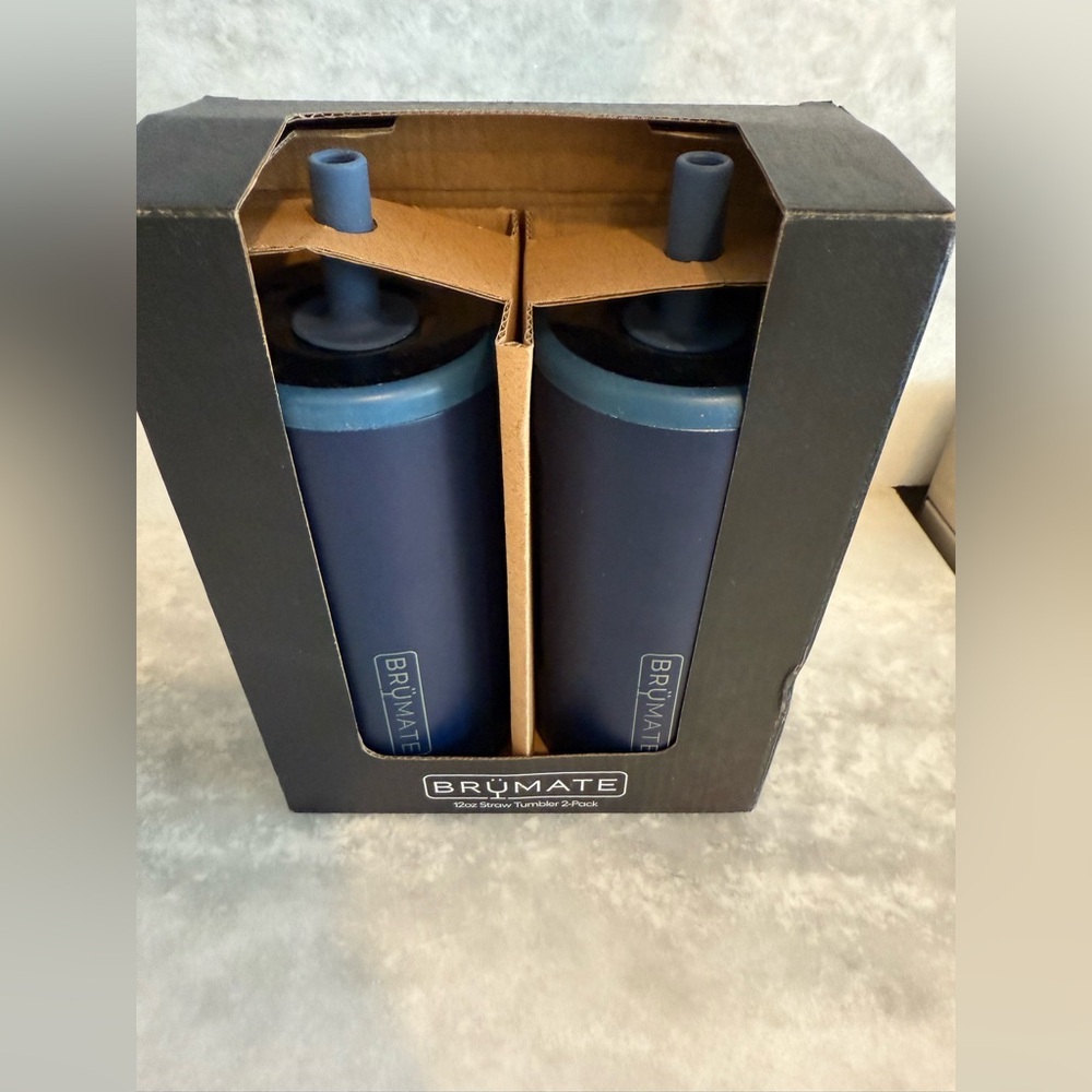 NIB BrüMate 12oz straw tumbler set in matte navy - Picture 2 of 5